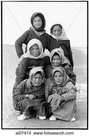 India, Ladakh, Portrait of young girls on their way home from school. View Large Photo Image Picture - India, Ladakh, Portrait of young girls on their way home from school.. Fotosearch