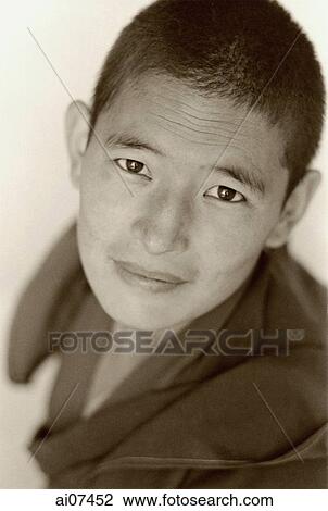 India, near Dharamsala, Dolma Ling Nunnery, Portrait of Tibetan nun. View Large Photo Image Stock Image - India, near Dharamsala, Dolma Ling Nunnery, Portrait of Tibetan nun.. Fotosearch