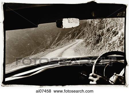 Stock Photo - India, Northern India, Srinagar-Leh Road, from car interior.. Fotosearch