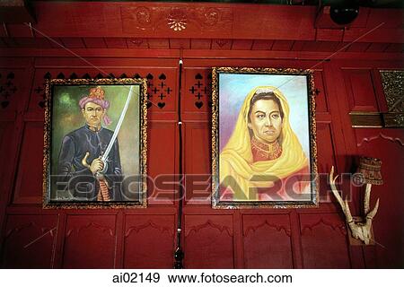 Indonesia, Aceh, Pictures of Acehnese royalty adorn the walls of a house in Banda Aceh. View Large Photo Image Stock Photo - Indonesia, Aceh, Pictures of Acehnese royalty adorn the walls of a house in Banda Aceh.. Fotosearch