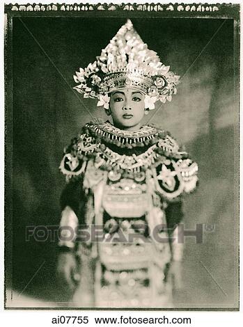 Indonesia, Bali, Amlapura, Baris dancer in full costume. View Large Photo Image Stock Photography - Indonesia, Bali, Amlapura, Baris dancer in full costume.. Fotosearch