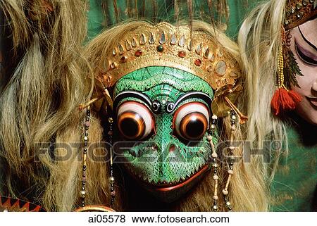 Indonesia, Bali, Balinese masks carved by I. B. Sutarja. View Large Photo Image Stock Photo - Indonesia, Bali, Balinese masks carved by I. B. Sutarja.. Fotosearch