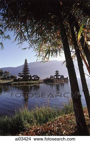 Indonesia, Bali, Bedugal, Lake Bratan, Pura Ulun Danau Water Temple View Large Photo Image Picture - Indonesia, Bali, Bedugal, Lake Bratan, Pura Ulun Danau Water Temple. Fotosearch