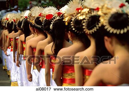 Indonesia, Bali, Gianyar, Cremation ceremony, procession of teenage girls. (grainy) View Large Photo Image Stock Photo - Indonesia, Bali, Gianyar, Cremation ceremony, procession of teenage girls. (grainy). Fotosearch