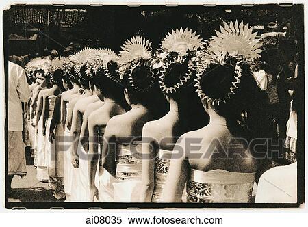 Indonesia, Bali, Gianyar, Procession of teenage girls. (artistic grain) View Large Photo Image Stock Photography - Indonesia, Bali, Gianyar, Procession of teenage girls. (artistic grain). Fotosearch
