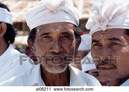 Indonesia, Bali, Hindu priests with rice markings on their foreheads at festival. View Large Photo Image Stock Image - Indonesia, Bali, Hindu priests with rice markings on their foreheads at festival.. Fotosearch
