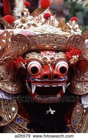 Stock Photo - Indonesia, Bali, Mask used in theatrical, ceremonial performances.. Fotosearch