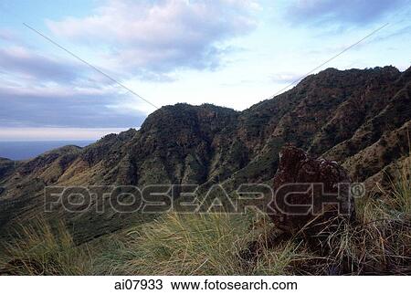 Stock Image - Indonesia, Bali, Pemutaran, View across West Bali National Park. (grainy). Fotosearch