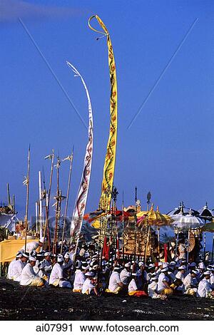 Indonesia, Bali, Saba Bai, Melasti ceremony on beach. (grainy) View Large Photo Image Stock Image - Indonesia, Bali, Saba Bai, Melasti ceremony on beach. (grainy). Fotosearch