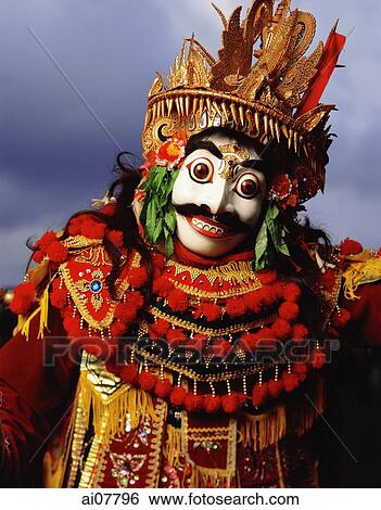 Indonesia, Bali, Ubud, Mask (Topeng) dancer performing. View Large Photo Image Stock Photograph - Indonesia, Bali, Ubud, Mask (Topeng) dancer performing.. Fotosearch