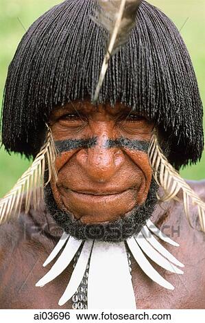 Stock Photograph - Indonesia, Irian Jaya, Dani warrior. Fotosearch