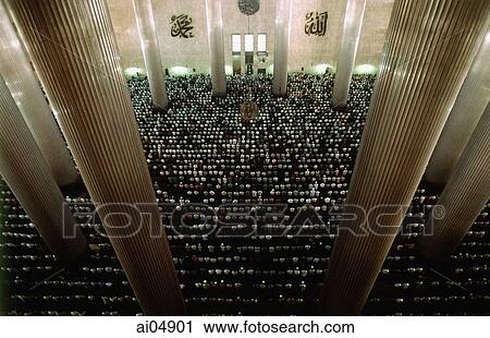 Indonesia, Jakarta, 20, 000 worshippers gather for Friday prayers at Istiqlal Mosque. View Large Photo Image Stock Image - Indonesia, Jakarta, 20, 000 worshippers gather for Friday prayers at Istiqlal Mosque.. Fotosearch