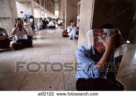 Indonesia, Jakarta, Muslim at Istiqlal Mosque. View Large Photo Image Stock Image - Indonesia, Jakarta, Muslim at Istiqlal Mosque.. Fotosearch