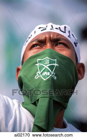 Indonesia, Jakarta, Muslim protester. View Large Photo Image Stock Image - Indonesia, Jakarta, Muslim protester.. Fotosearch
