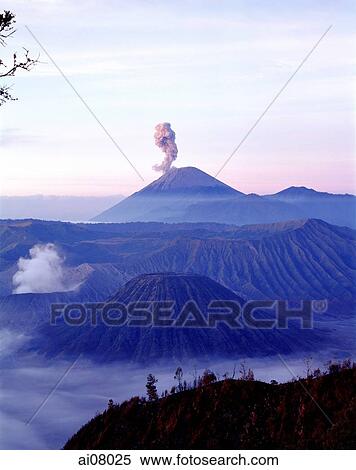 Indonesia, Java, Mount Bromo, Sunrise across Bromo-Semeru caldera from Mount Penanjakken. (grainy) View Large Photo Image Stock Photography - Indonesia, Java, Mount Bromo, Sunrise across Bromo-Semeru caldera from Mount Penanjakken. (grainy). Fotosearch