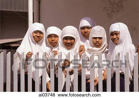 Indonesia, Java, Muslim schoolgirls View Large Photo Image Stock Photo - Indonesia, Java, Muslim schoolgirls. Fotosearch