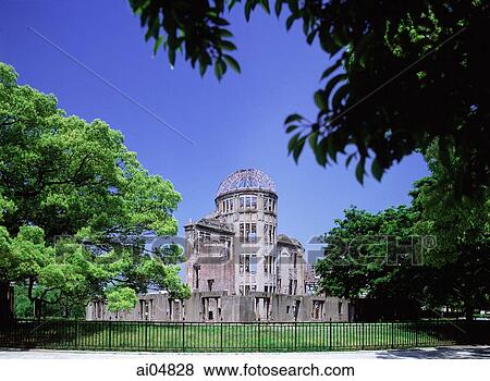 Stock Photo - Japan, Hiroshima, Peace Memorial Park, Genbaku (Atom-Bomb dome) a UNESCO World Heritage site. Fotosearch