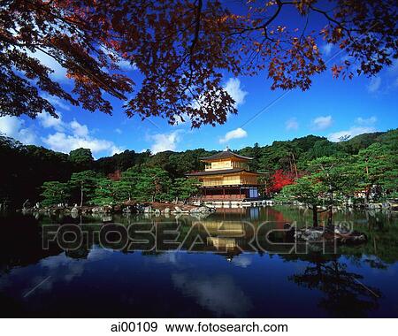 Japan, Kyoto, Kinkaku-ji (Golden Pavilion) View Large Photo Image Stock Photo - Japan, Kyoto, Kinkaku-ji (Golden Pavilion). Fotosearch