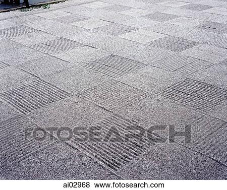 Stock Photo - Japan, Kyoto, Raked sand garden at Tofuku-ji Temple. Fotosearch