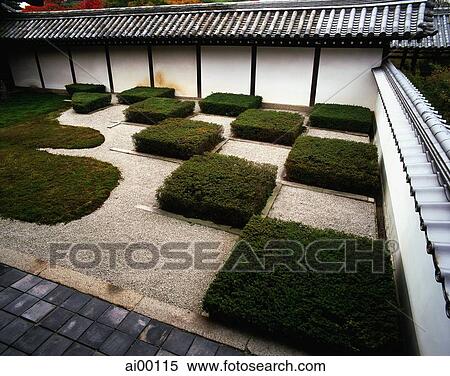 Japan, Kyoto, Tofuku-ki temple, sand and square shrub garden View Large Photo Image Stock Photography - Japan, Kyoto, Tofuku-ki temple, sand and square shrub garden. Fotosearch