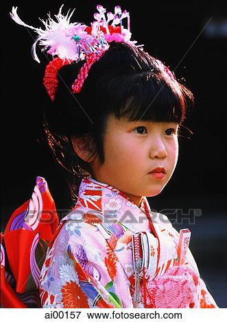 Japan Shichi-Go-San Festival, girl wearing a kimono View Large Photo Image Stock Photo - Japan Shichi-Go-San Festival, girl wearing a kimono. Fotosearch