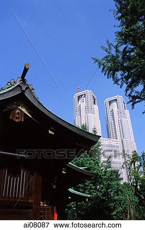Japan, Tokyo, City Hall, old and new buildings. View Large Photo Image Stock Photo - Japan, Tokyo, City Hall, old and new buildings.. Fotosearch