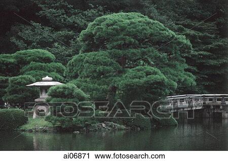 Japan, Tokyo, Garden with bridge View Large Photo Image Stock Image - Japan, Tokyo, Garden with bridge. Fotosearch