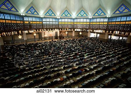 Malaysia, Kuala Lumpur, Muslims pray in National Mosque. View Large Photo Image Stock Image - Malaysia, Kuala Lumpur, Muslims pray in National Mosque.. Fotosearch