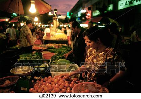 Malaysia, Kuala Lumpur, night market at the capital city. View Large Photo Image Stock Photo - Malaysia, Kuala Lumpur, night market at the capital city.. Fotosearch