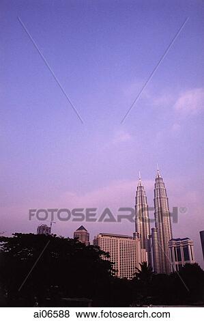 Malaysia, Kuala Lumpur, Petronas Towers View Large Photo Image Stock Photo - Malaysia, Kuala Lumpur, Petronas Towers. Fotosearch