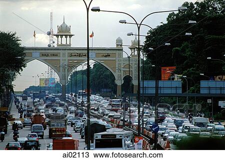 Malaysia, Kuala Lumpur, traffic jams on road. View Large Photo Image Stock Image - Malaysia, Kuala Lumpur, traffic jams on road.. Fotosearch