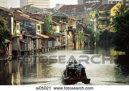 Malaysia, Malacca, a riverboat plies up the Malacca River. View Large Photo Image Stock Image - Malaysia, Malacca, a riverboat plies up the Malacca River.. Fotosearch