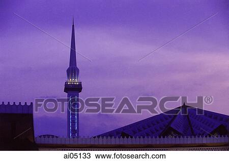 Stock Image - Malaysia, Sarawak, Minaret of mosque.. Fotosearch