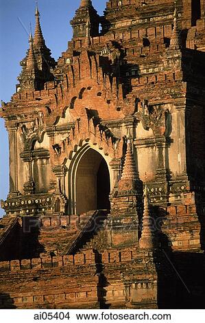 Myanmar (Burma), Bagan, Close up view of temples at Bagan from hot-air balloon View Large Photo Image Picture - Myanmar (Burma), Bagan, Close up view of temples at Bagan from hot-air balloon. Fotosearch