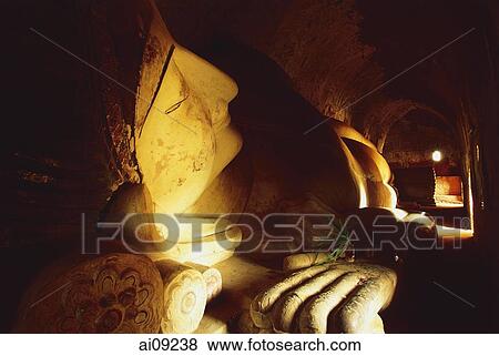 Myanmar (Burma), Bagan, Reclining Buddha - Shinbinthalyaung. View Large Photo Image Stock Photo - Myanmar (Burma), Bagan, Reclining Buddha - Shinbinthalyaung.. Fotosearch