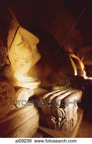 Myanmar (Burma), Bagan, Reclining Buddha - Shinbinthalyaung. View Large Photo Image Stock Photo - Myanmar (Burma), Bagan, Reclining Buddha - Shinbinthalyaung.. Fotosearch