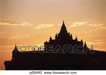 Myanmar (Burma), Bagan, Silhouette of people on temple at Bagan at sunset View Large Photo Image Stock Image - Myanmar (Burma), Bagan, Silhouette of people on temple at Bagan at sunset. Fotosearch