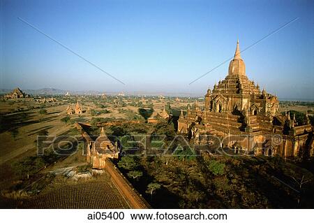 Myanmar (Burma), Bagan, View from hot-air balloon over the temples of Bagan View Large Photo Image Stock Image - Myanmar (Burma), Bagan, View from hot-air balloon over the temples of Bagan. Fotosearch