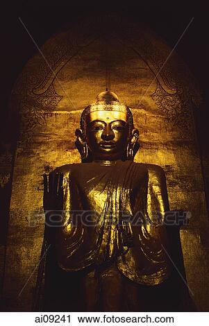 Myanmar (Burma), Bagan, West facing Buddha - Ananda Pahto. View Large Photo Image Stock Image - Myanmar (Burma), Bagan, West facing Buddha - Ananda Pahto.. Fotosearch