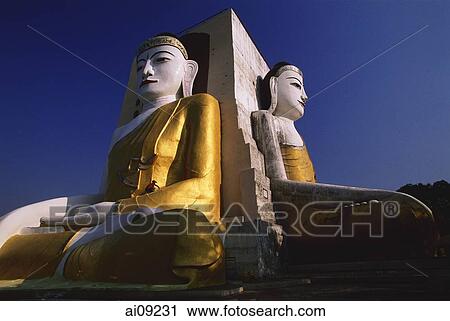 Myanmar (Burma), Bago, Buddha statue - Kyaik Pun Paya. View Large Photo Image Stock Image - Myanmar (Burma), Bago, Buddha statue - Kyaik Pun Paya.. Fotosearch