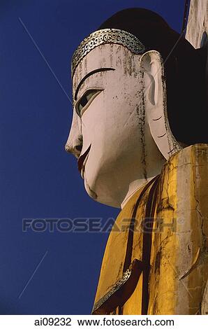 Myanmar (Burma), Bago, Buddha statue - Kyaik Pun Paya, close up. View Large Photo Image Stock Image - Myanmar (Burma), Bago, Buddha statue - Kyaik Pun Paya, close up.. Fotosearch
