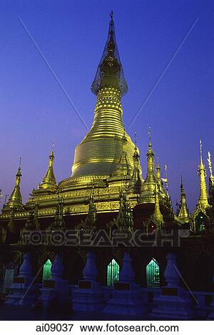 Myanmar (Burma), Bago, Shwemawdaw paya at dusk. View Large Photo Image Stock Photo - Myanmar (Burma), Bago, Shwemawdaw paya at dusk.. Fotosearch