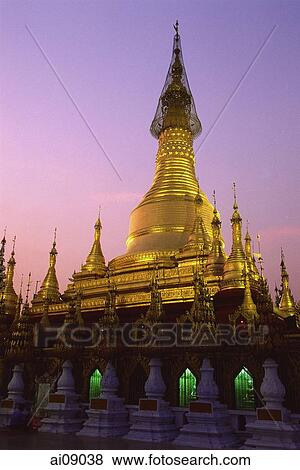 Myanmar (Burma), Bago, Shwemawdaw paya at dusk. View Large Photo Image Stock Photo - Myanmar (Burma), Bago, Shwemawdaw paya at dusk.. Fotosearch