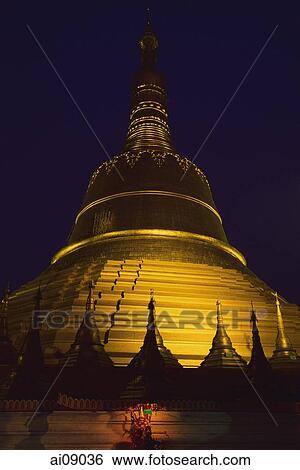 Myanmar (Burma), Bago, Shwemawdaw paya at dusk. View Large Photo Image Stock Photograph - Myanmar (Burma), Bago, Shwemawdaw paya at dusk.. Fotosearch