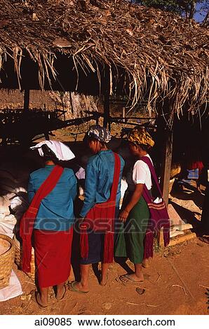 Myanmar (Burma), Inle lake, Paluang women at 5 day market. View Large Photo Image Stock Photography - Myanmar (Burma), Inle lake, Paluang women at 5 day market.. Fotosearch