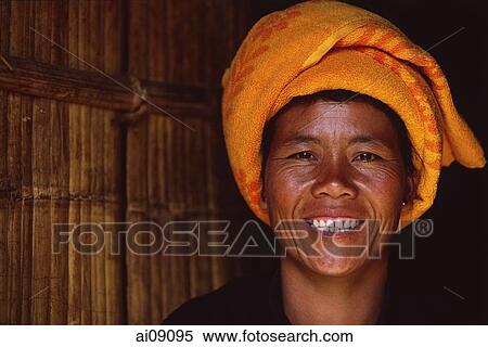Myanmar (Burma), Near Kalaw, Pa-o woman in doorway of traditional house. View Large Photo Image Stock Photography - Myanmar (Burma), Near Kalaw, Pa-o woman in doorway of traditional house.. Fotosearch