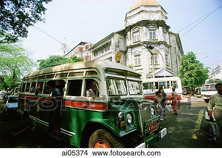 Picture - Myanmar (Burma), Yangon (Rangoon), Street traffic. Fotosearch