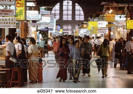 Myanmar (Burma), Yangon (Rangoon), Shoppers strolling in Bogyoke Aung San Market, commonly known as Scott's Market. View Large Photo Image Stock Photo - Myanmar (Burma), Yangon (Rangoon), Shoppers strolling in Bogyoke Aung San Market, commonly known as Scott's Market.. Fotosearch