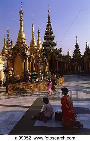 Myanmar (Burma), Yangon, Women worshippers at Shwedagon Paya. View Large Photo Image Stock Image - Myanmar (Burma), Yangon, Women worshippers at Shwedagon Paya.. Fotosearch