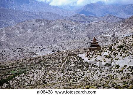 Nepal, Chorten adds protection along the path to Lo Manthang View Large Photo Image Stock Photo - Nepal, Chorten adds protection along the path to Lo Manthang. Fotosearch